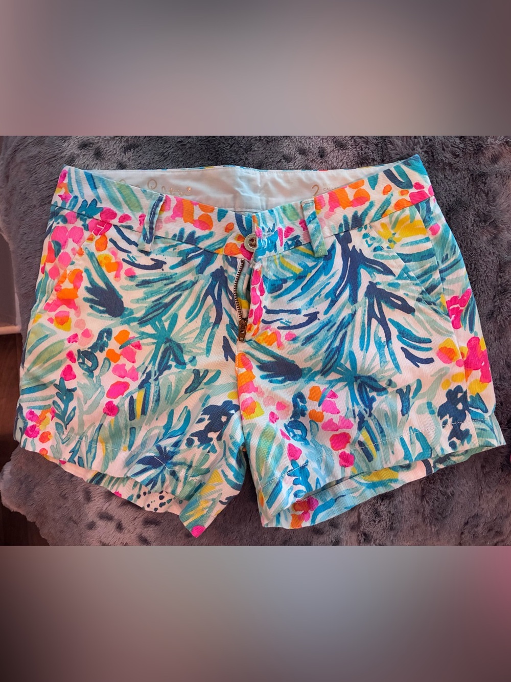 Lilly Pulitzer Tropical Floral Print Shorts - Teal, Pink, Yellow